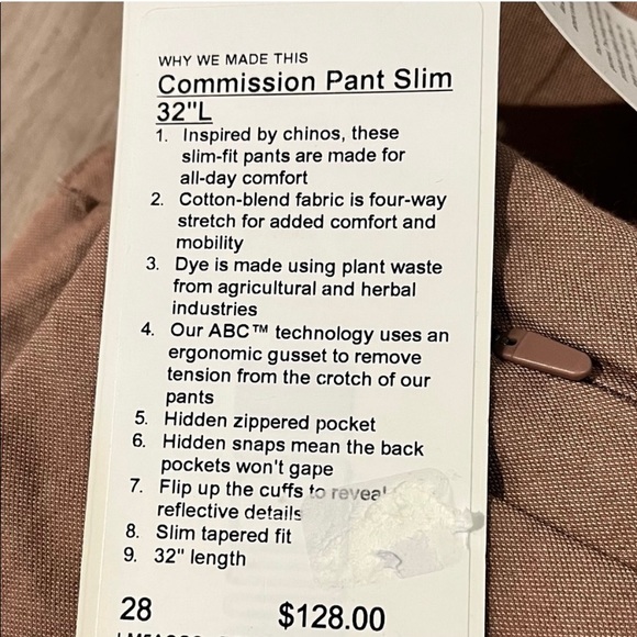 Lululemon Commission Pant Slim size 28 (32” length) - Picture 4 of 4